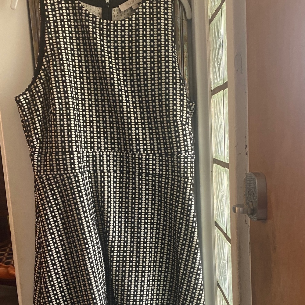 Loft Black and White Checkered Dress